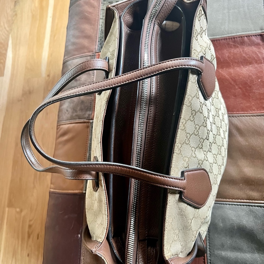 Authentic GUCCI Ramble original gg canvas and Brown leather layered tote - Picture 8 of 16